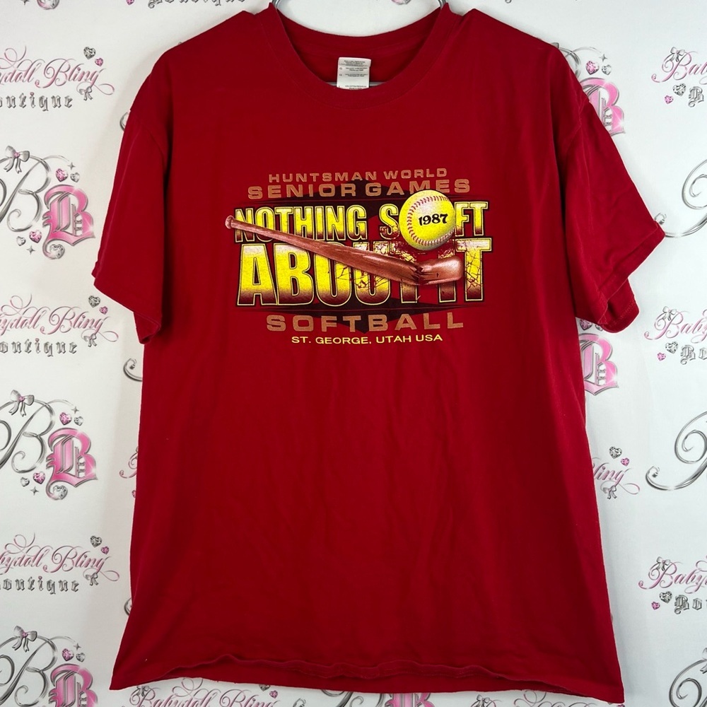 Tshirt softball st.George Utah USA 🇺🇸 huntsman Red Senior Games Softball 1987